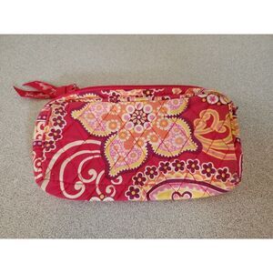 Vera Bradley Purse Cluch Coin‎ Cosmetic Bag Red Pink Orange Zip Closure
